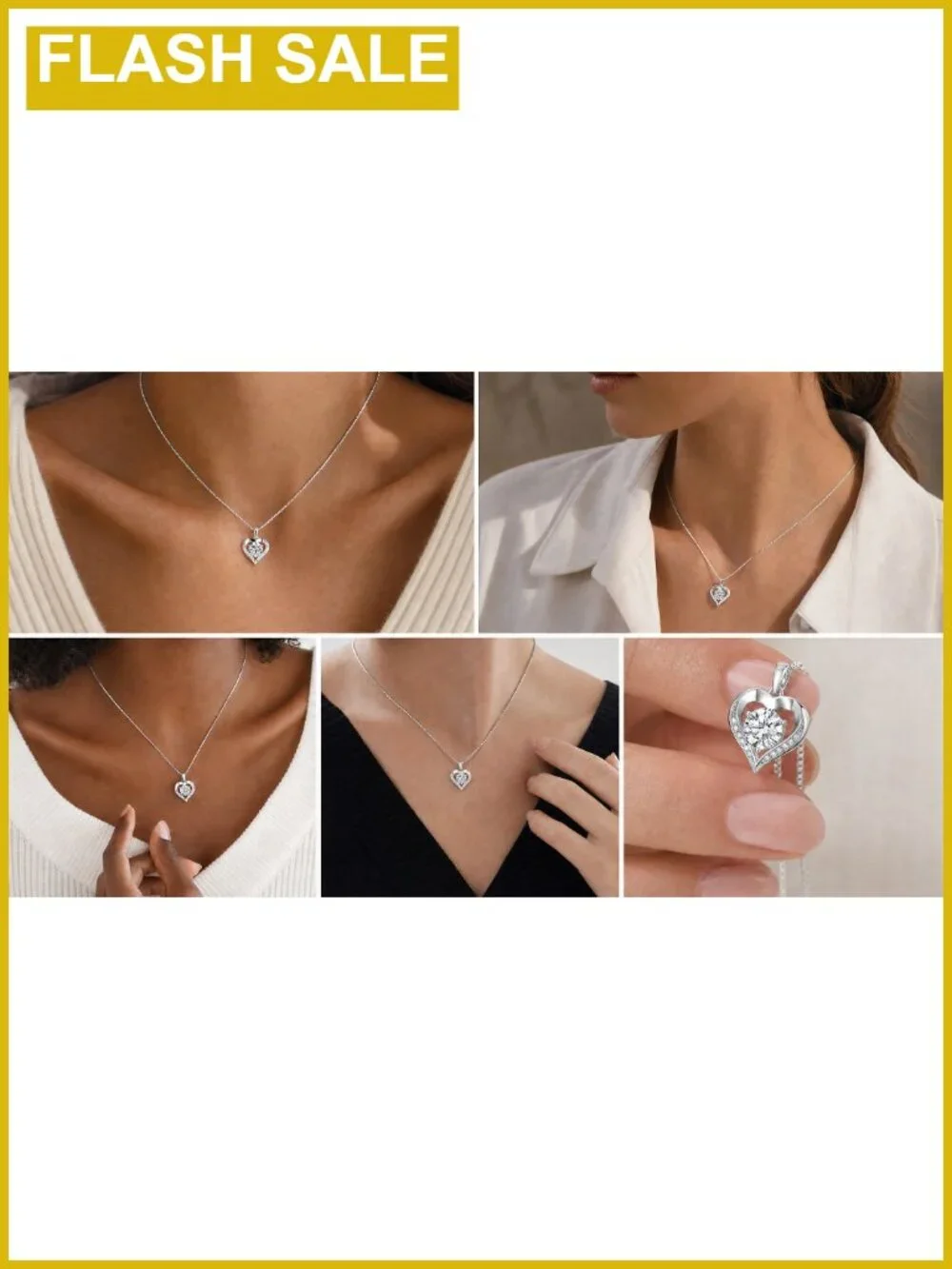 Moissanite Heart Necklace 925 Sterling Silver 20 Inch